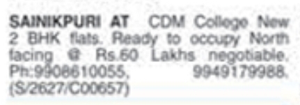 Flat for Sale: Sainikpuri, Hyderabad
