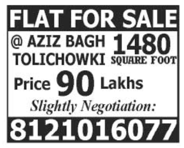 Flat for Sale: Tolichowki, Hyderabad