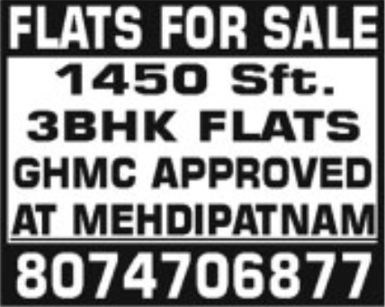 Flats for Sale: 3BHK GHMC Approved in Mehdipatnam