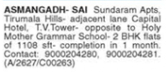 Flats for Sale: Asmangadh, Hyderabad