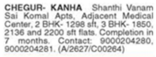 Flats for Sale: Chegur - Kanha Shanthi Vanam, Hyderabad