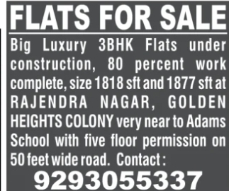 Flats for Sale: Luxury 3BHK Apartments in Rajendra Nagar