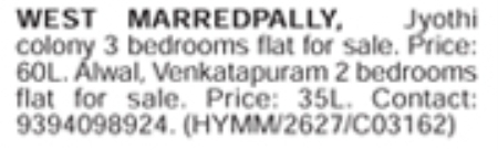 Flats for Sale: Marredpally / Alwal, Secunderabad