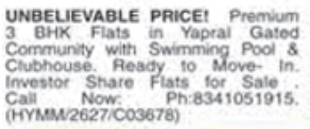 Flats for Sale: Yapral, Secunderabad