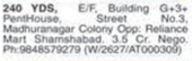 G+3 Building with Penthouse for Sale: Shamshabad, Hyderabad