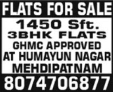 GHMC-Approved 3 BHK Flats for Sale in Humayun Nagar