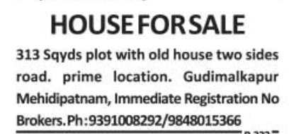 Gudimalkapur House for Sale