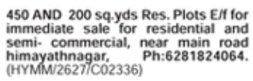 Himayathnagar Residential & Semi-Commercial Plots for Sale
