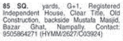 House for Sale: Nampally, Hyderabad