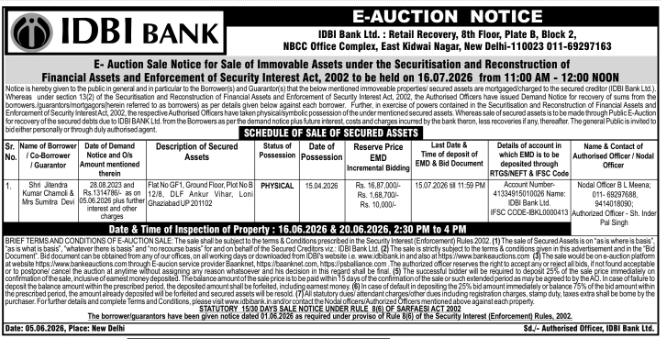 IDBI Bank: Ghaziabad Property E-Auction