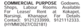 Kokapet & Narsingi: Commercial Spaces Available for Lease or Rent