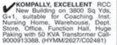 Kompally Commercial RCC Building For Sale