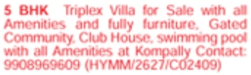 Kompally Triplex Villa for Sale