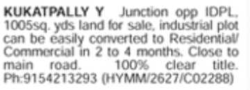 Kukatpally Y Junction Plot for Sale