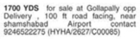 Land for Sale: Gollapally, Hyderabad