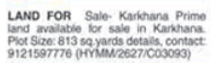 Land for Sale: Karkhana, Hyderabad