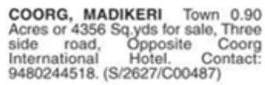 Land for Sale: Madikeri Town, Coorg
