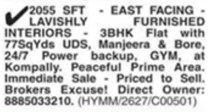 Lavishly Furnished 2055 SFT 3BHK for Sale