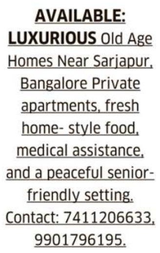 Luxurious Old Age Homes: Sarjapur, Bangalore