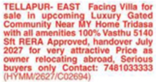 Luxury Villa for Sale: Tellapur, Hyderabad
