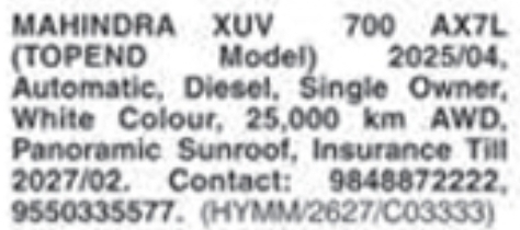 Mahindra XUV700 AX7L For Sale