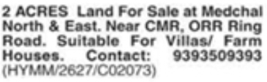 Medchal 2 Acres Land for Sale