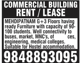 Mehdipatnam: G+3 Commercial Building for Rent/Lease