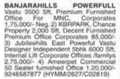Multiple Commercial & Premium Properties for Rent: Hyderabad
