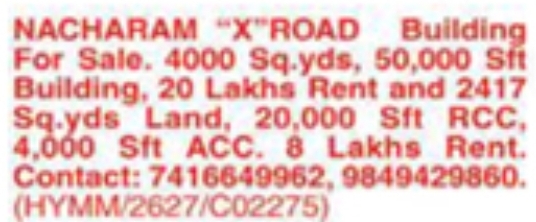 Nacharam X Road Commercial Property for Sale