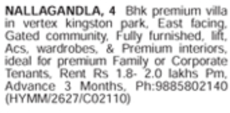 Nallagandla: Fully Furnished 4 BHK Premium Villa for Rent
