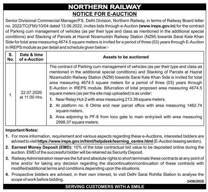 Notice for E-Auction: Parking cum Vehicle Management Contract