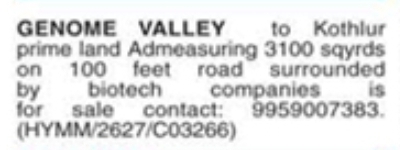 Plot for Sale: Genome Valley to Kothlur, Hyderabad