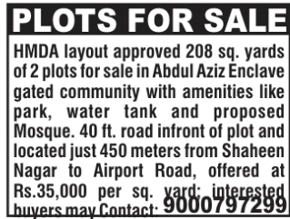 Plots for Sale: Approved 208 Sq. Yards Property in Shaheen Nagar