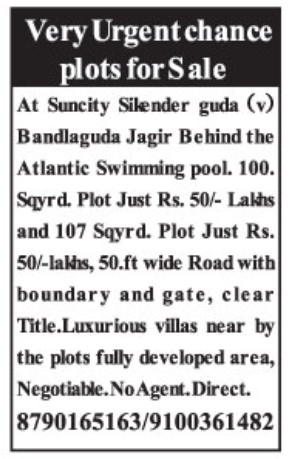 Plots for Sale: Bandlaguda Jagir, Hyderabad