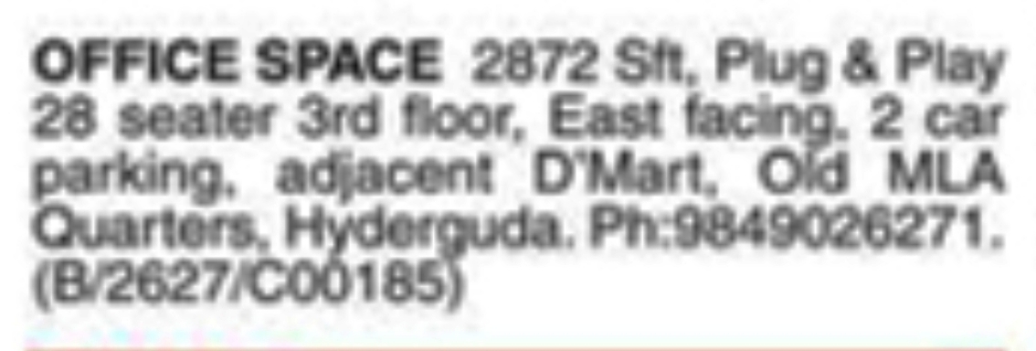 Plug & Play Office for Rent: Hyderguda