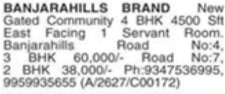 Premium Properties For Rent in Banjara Hills