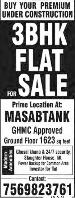 Premium Under-Construction 3 BHK Flat for Sale in Masab Tank