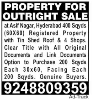 Property for Sale: Asif Nagar, Hyderabad