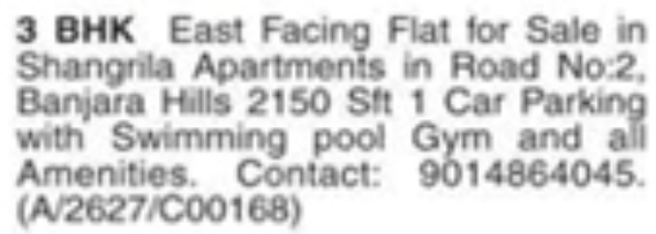 Property Sale: Banjara Hills 3 BHK Apartment