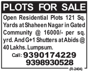 Property Sale: Residential Plots in Shaheen Nagar and G+1 Shutters in Abids
