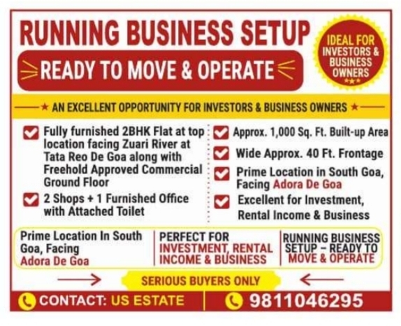 Property Sale: Running Business Setup in South Goa by US Estate