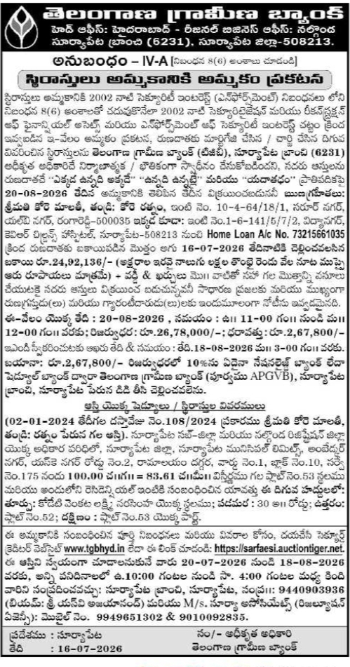 Public Notice: Mortgaged Property Auction Sale bl