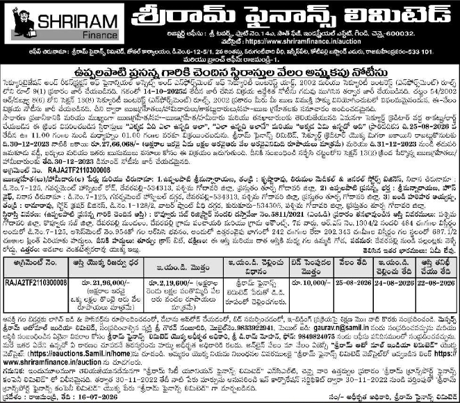 Public Notice: Mortgaged Property Auction Sale