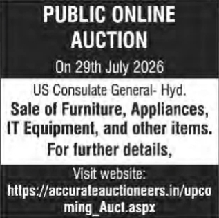 Public Online Auction: US Consulate General- Hyd.