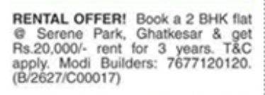 Flat For Sale with Assured Rental Income at Serene Park, Ghatkesar