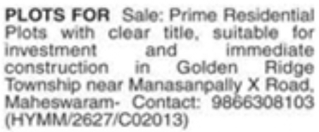 Residential Plots for Sale in Maheshwaram