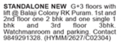 RK Puram New G+3 Standalone Building For Sale