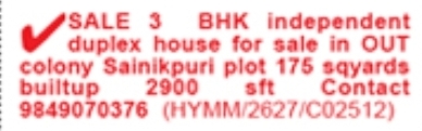 Sainikpuri 3BHK Independent Duplex House For Sale