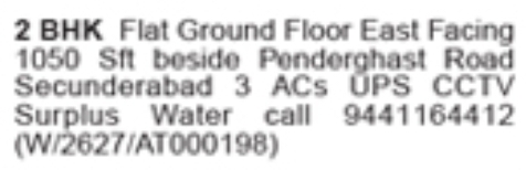 Secunderabad Ground Floor 2BHK Flat For Sale