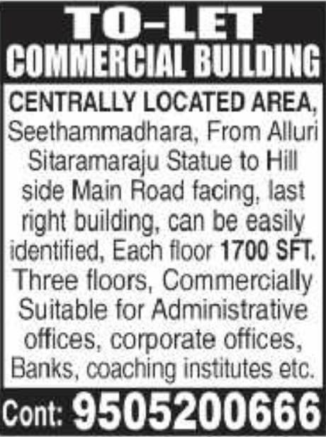 Seethammadhara: Commercial Building To-Let